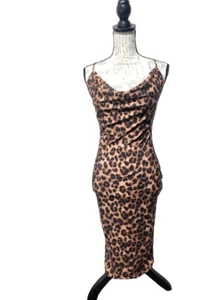 IRIS Cheetah Leopard Print Spaghetti Strap Bodycon Sexy Dress - Small - Picture 1 of 10