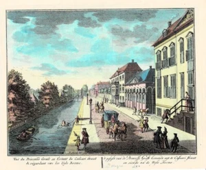 1719 HAND-COLORED ENGRAVING of a grand street in THE HAGUE, PRINSESSEGRACHT - Picture 1 of 1
