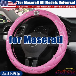 2024 Premium Leather Car Steering Wheel Cover 15inch/38cm Diameter for Maserati - Picture 1 of 16