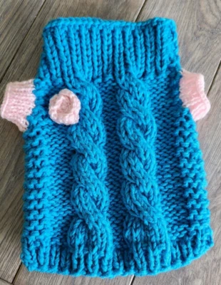 Knitted Dog Sweater Small Finished Knit Puppy Handknit - Image 1 of 4