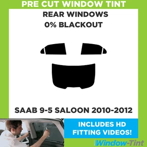 For SAAB 9-5 4-door Saloon 2010-2012 Pre Cut Window Tint Rear 0% Blackout Film - Picture 1 of 10