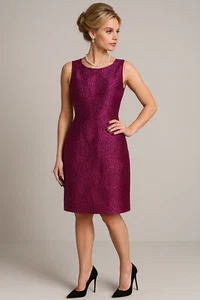 Tahari Jaquard Rot Metallic Kleid Größe 14 - Bild 1 von 5