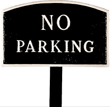 No Parking Arch Metal Sign for lawn  Small Black with Lawn Stake