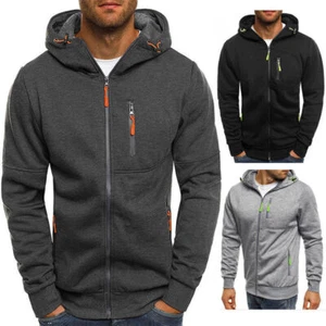 Mens Warm Hoodie Fleece Hooded Jacket Coat Full Zip Sweatshirt Work Wear Winter - Picture 1 of 15