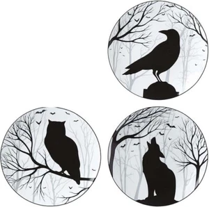 3er Set - Lenox Haunted Woods 8 Zoll Akzentteller Eulen/Rabe/Wolf schneller Versand - Bild 1 von 6