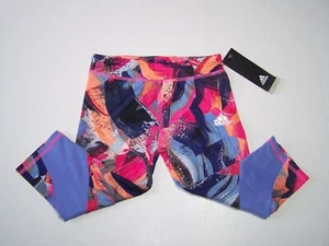 NWT Adidas Girls Capri Leggings Size 5 Stretch Elastic Waist Multicolor - Picture 1 of 6