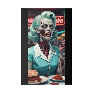 "Zombie Waitress Special"byCLEArT*(Zombie Art)*Matte Canvas, Stretched, 0.75" - Picture 1 of 5