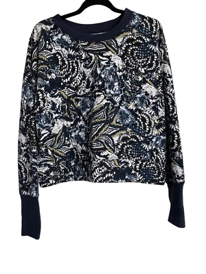 Moletom Joie Feminino Tamanho Grande Azul Caleigh Paisley Floral Cropped Pulôver - Imagem 1 de 4