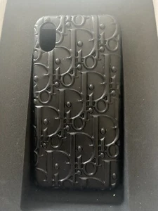 Neu im Karton authentische Dior schwarz schräges Leder iPhone X Hülle mit Quittung - Bild 1 von 5