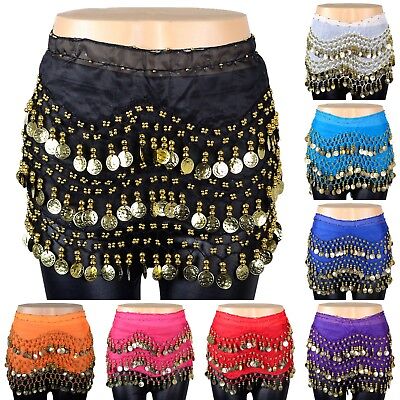 158 Gold Coins Womens Belly Dance Hip Scarf S...
