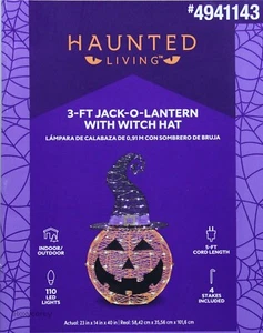 Vida embrujada Halloween 3 ft preiluminado Jack-O-Lantern sombrero bruja decoración de pie - Imagen 1 de 1