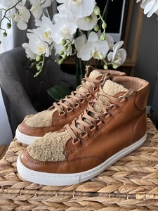 Kg Kurt Geiger Trainers Tan Leather Shearling High Top boots EU 40 UK 6 - Picture 1 of 9