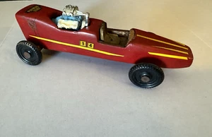 Vintage Pinewood Derby Racer, 7" auto da corsa giocattolo in legno colore rosso - Foto 1 di 17