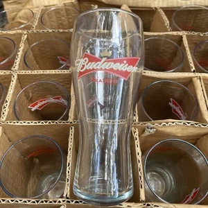 7” Budweiser Draught Bow Tie Pilsner Beer Glass NEW OLD STOCK - Picture 1 of 2