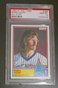 1983 Topps O-PEE-CHEE ROBIN YOUNT All Star Card #389 Brewers Low POP PSA 10 Gem