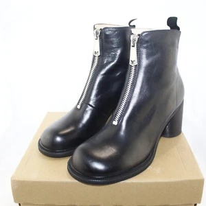 FASHION FOOTWEAR women zip up high heel boots shoe size 9 M black leather up NEW - Picture 1 of 6