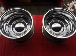 Vintage 1970’s Rocket 15 X 10 Chrome Reverse Smoothie Wheels Pair Hot Rod Gasser - Picture 1 of 12