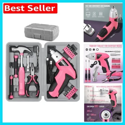 Rechargeable Pink Power Screwdriver Kit - Perfect 19pc Set for All Your Repairs - Image 1 of 4