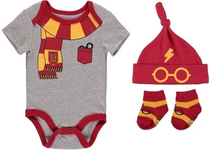 Harry Potter Baby Boys Clothing 3-Piece Set with Bodysuit, Hat, and Socks... - Picture 1 of 2