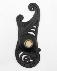 Art Nouveau Black Cast Iron Doorbell - Picture 1 of 4