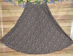 American Eagle Black Floral Midi Skirt Size M Pleated Cottage Core A-Line Comfy - Picture 1 of 9