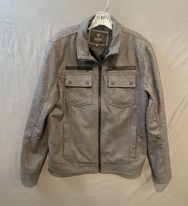 Guess Wool Military Style Jacket Coat Mens M Gray Front Pockets Zip Up - Picture 1 of 10
