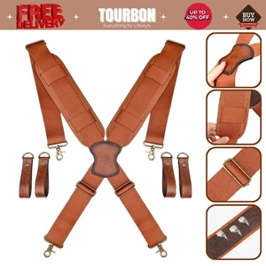 Tourbon X-Back Werkzeuggürtel Hosenträger - Leder Kreuz Patch - gepolsterter Schulternriemen - Bild 1 von 24