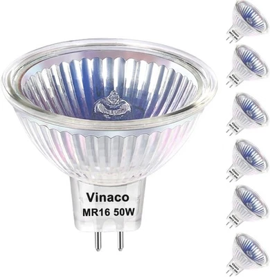 6 Pack Vinaco LED MR16 50W Halogen Replacement Bulbs | GU5.3 Bi-Pin | 2800K - Image 1 of 4
