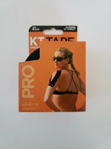 KT Tape Pro Jet Black 14 Strips 10" Precut Kinesiology Therapeutic Sports Tape - Picture 1 of 4