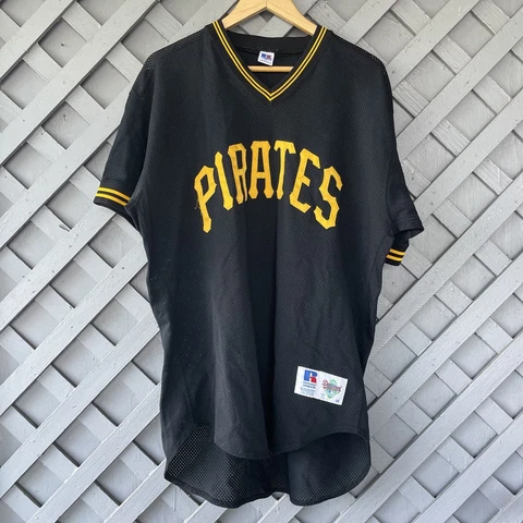 Pittsburgh Pirates Russell Athletic Diamond Collection Mesh Black Jersey Large Cover