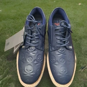 G/Fore G4 GFORE Debossed Skull Gallivanter Golf Shoes Sneaker Size 7.5 ⛳️ Blue  - Picture 1 of 5