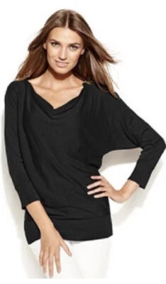 Top Michael Kors Negro Manga 3/4 Capucha Cuello Talla XS Foto 1 de 4