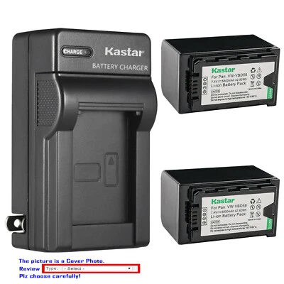Cargador de pared de CA de batería Kastar para VW-VBD58 Panasonic HC-X1 HC-X1000 AG-DVX200 Foto 1 de 4