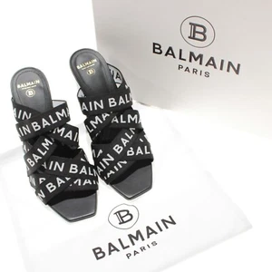 Sandalias sin cordones Balmain con logotipo de tiras talla 36,5 EE. UU. 6,5 en negro/blanco - Imagen 1 de 13