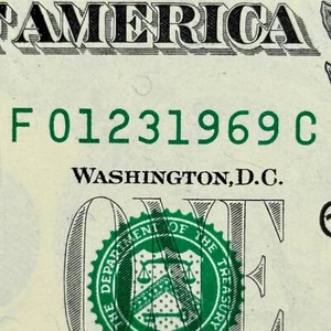 23 de enero 1969 dólar 23 de enero 1969 regalo de cumpleaños dólar número sin circular $1 - Imagen 1 de 3