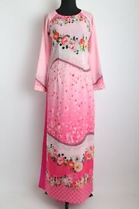 Vietnamese Ao Dai - Women's Long Pink Floral w/ Pants (32" Bust - 36" Bust) SALE