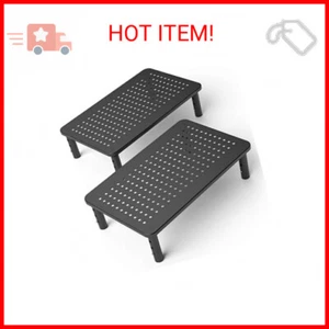 2-Pack Premium Laptop PC Monitor Stand with Sturdy, Stable Black Metal Construct - Picture 1 of 2