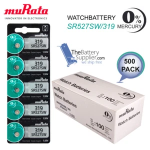 Murata 319 SR527SW SR64 Watch Battery Silver Oxide 0% Mercury 500 Wholesale Pack - Picture 1 of 1