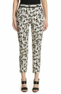 NEW Max Mara Floral Print Cotton Pants Black/Beige Size 2 #P45 - Picture 1 of 6