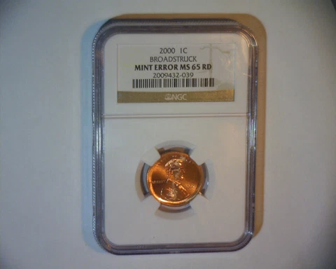 2000 LINCOLN CENT, LARGE BROAD STRIKE, DOUBLING BOTH SIDES  MS-65  US ERROR COIN Cover