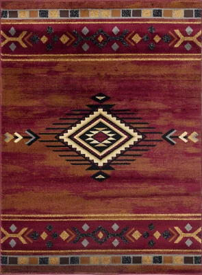 Southwestern Tribal Lodge Cabin Rustic Red Area Rug **FREE SHIPPING** - Image 1 of 4