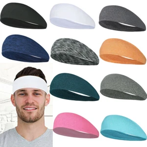 Sport Headband Men Women Head Sweatband Sweat Hair Band Gym Stretch Hair Wrap - Picture 1 of 21