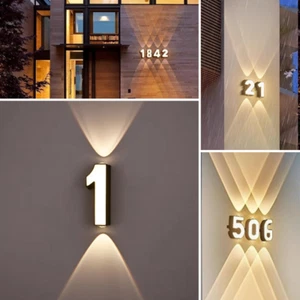 Modern LED House Number Wall Light – IP65 Waterproof Outdoor Lamp 7W (0–9) - Picture 1 of 26