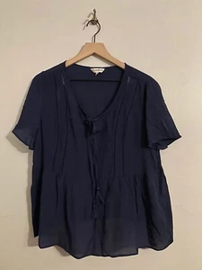 NWT Nanette by Nanette Lepore Navy Peasant Top SIZE LARGE - Picture 1 of 10