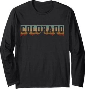 Colorado Vintage Rocky Mountains Nature Outdoor Hiking Gift Long Sleeve T-Shirt - Picture 1 of 7