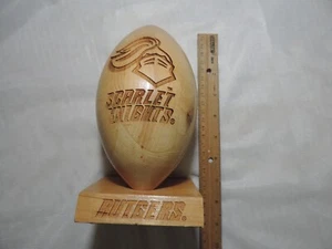 Scarlet Knights, Rutgers, Carved Wooden Football Made In USA - Picture 1 of 5