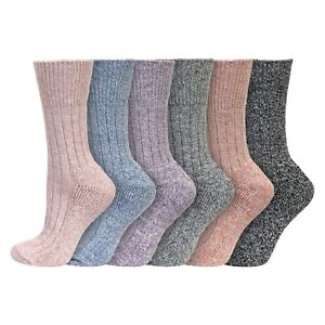 Ladies 6/12 Pk Non-Elastic Soft Acrylic SHORT Thermal Boot Socks UK 4-8 EU 37-42