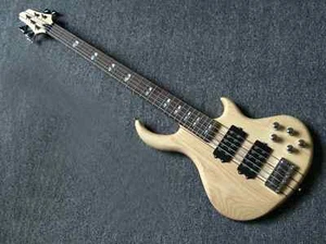 Bajo eléctrico de madera natural 24 trastes mástil a través del cuerpo guitarra herrajes cromados - Imagen 1 de 8