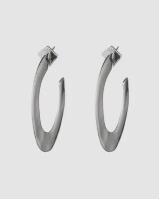 $194 Alexis Bittar Women's Silver Liquid Metal Orbit Hoop Post Fashion Earrings - Image 1 of 4