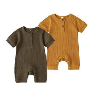 Baby Boy Girl 2 Pack Solid Romper Short/Long Sleeve One Piece Jumpsuits Cloth... - Picture 1 of 7